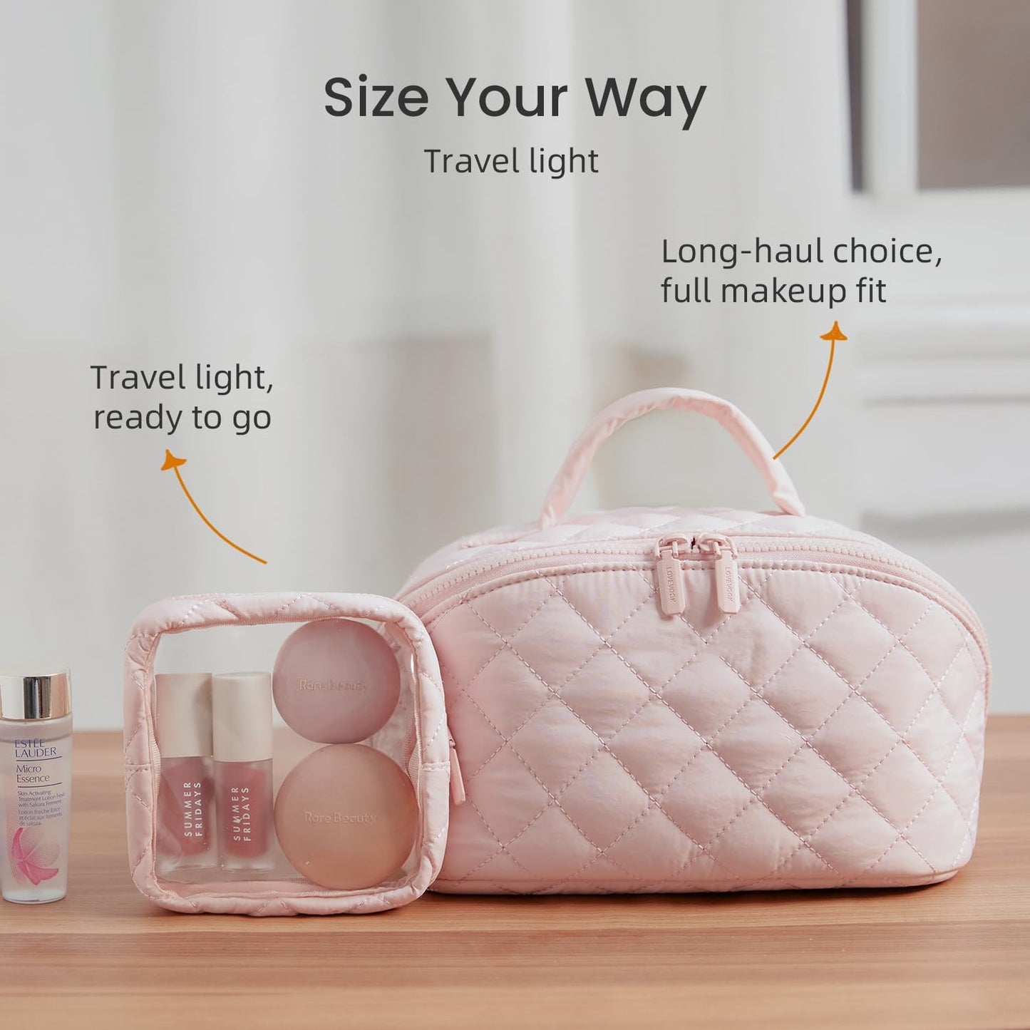 Large Capacity Portable Makeup Bag – Travel Toiletry & Makeup Brush Organizer (Set of 2)