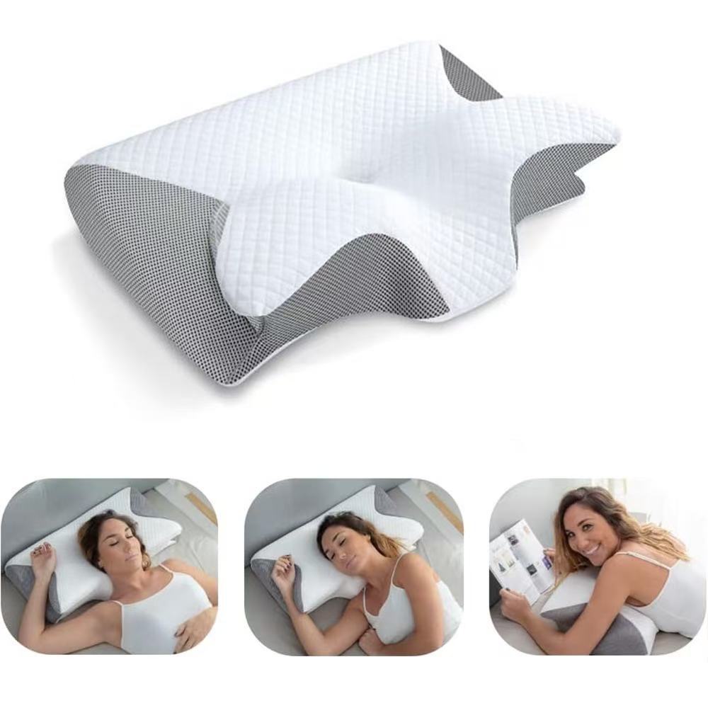 Memory Foam Butterfly Pillow – Ergonomic Cervical Support Pillow with Ice Silk Cover