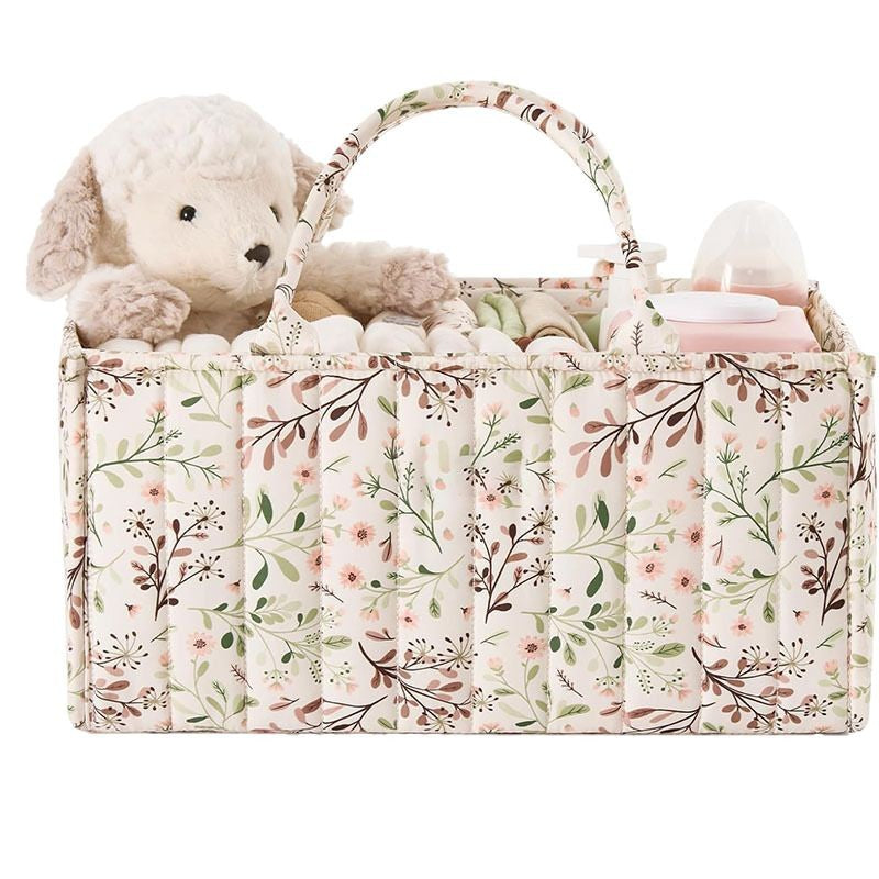 Floral Mommy Bag | Multi-Compartment Diaper Storage Bag | Portable Baby Bag