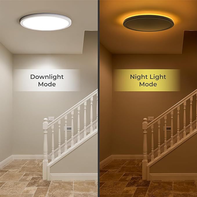 KAWELL Smart LED Ceiling Light – RGB Backlight + 3-Color Dimming, Ultra-Thin Round Panel, 24W, Infrared & WiFi Control (White/Black Frame)