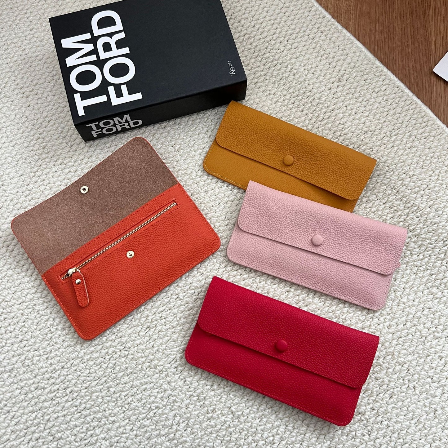 Women's Genuine Leather Long Wallet – Ultra-Thin Slim Card Holder & Bill Organizer (10 Colors)