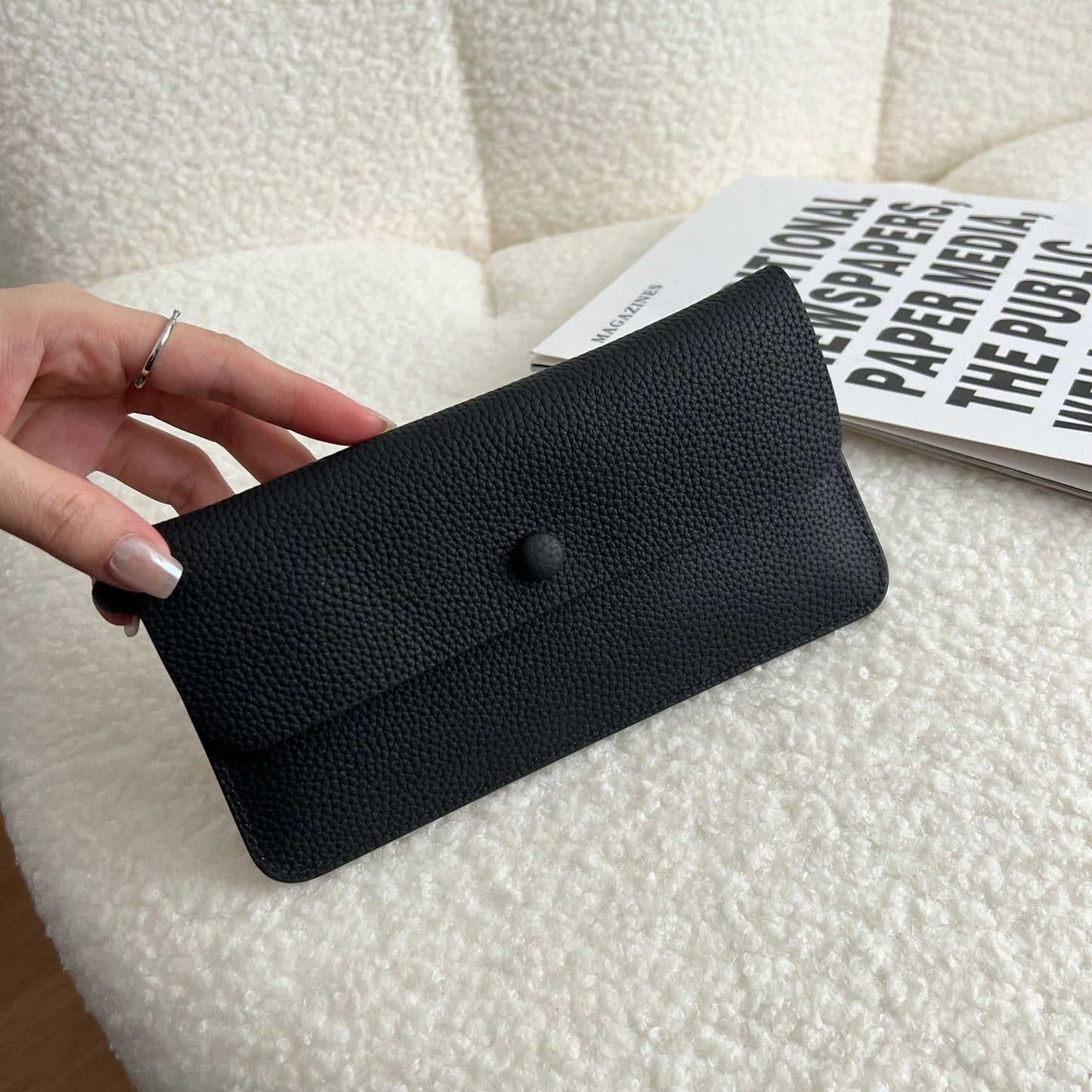Women's Genuine Leather Long Wallet – Ultra-Thin Slim Card Holder & Bill Organizer (10 Colors)