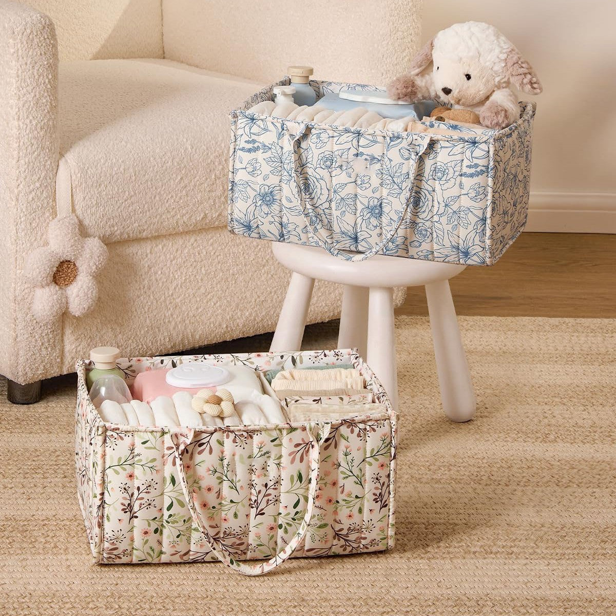Floral Mommy Bag | Multi-Compartment Diaper Storage Bag | Portable Baby Bag