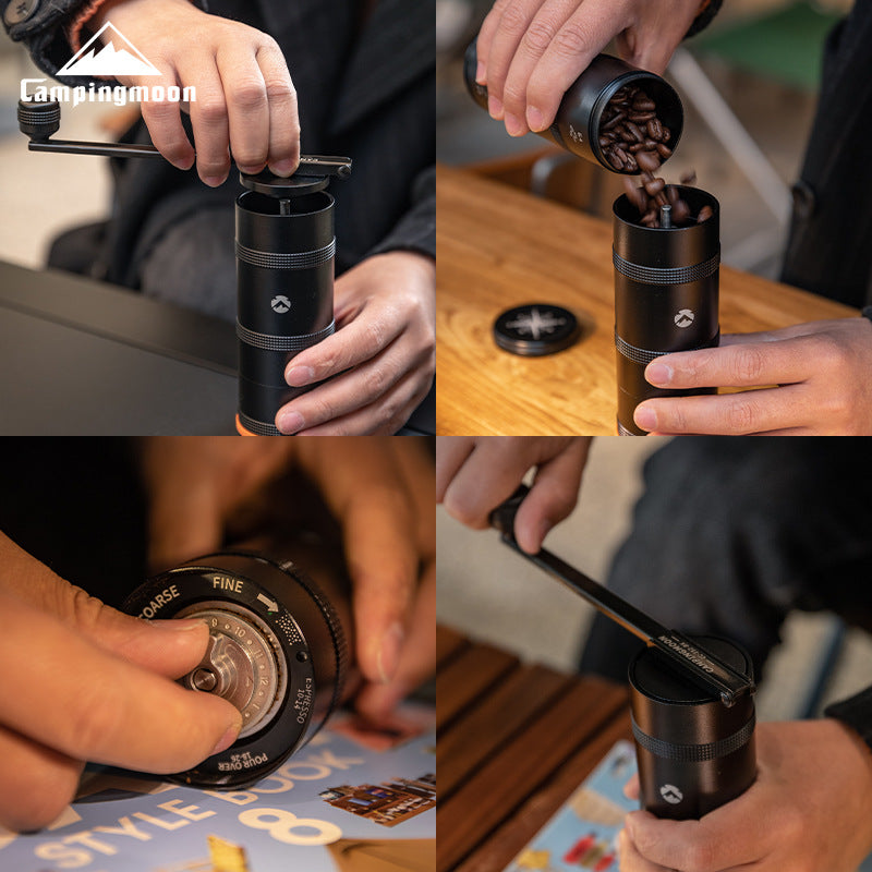 Portable Hand Crank Coffee Grinder with Stainless Steel Burr | Foldable Outdoor Camping Manual Grinder