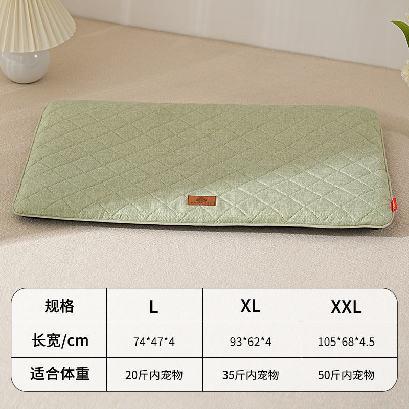 Linen Dog Mat – Washable, All-Season Pet Kennel Pad for Dogs & Cats (L Size)