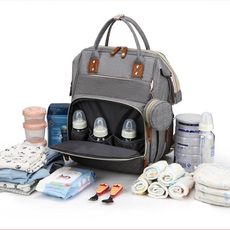 Large Capacity Mommy Bag | Portable Folding Bed Bag | Double Shoulder Baby Bag