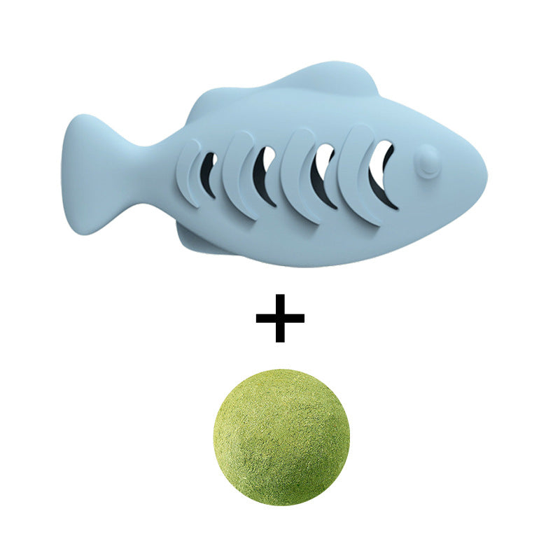 Cat Catnip Toy – Self-Play Grinding Tooth Teaser with Optional Catnip Ball | Blue Green Beige