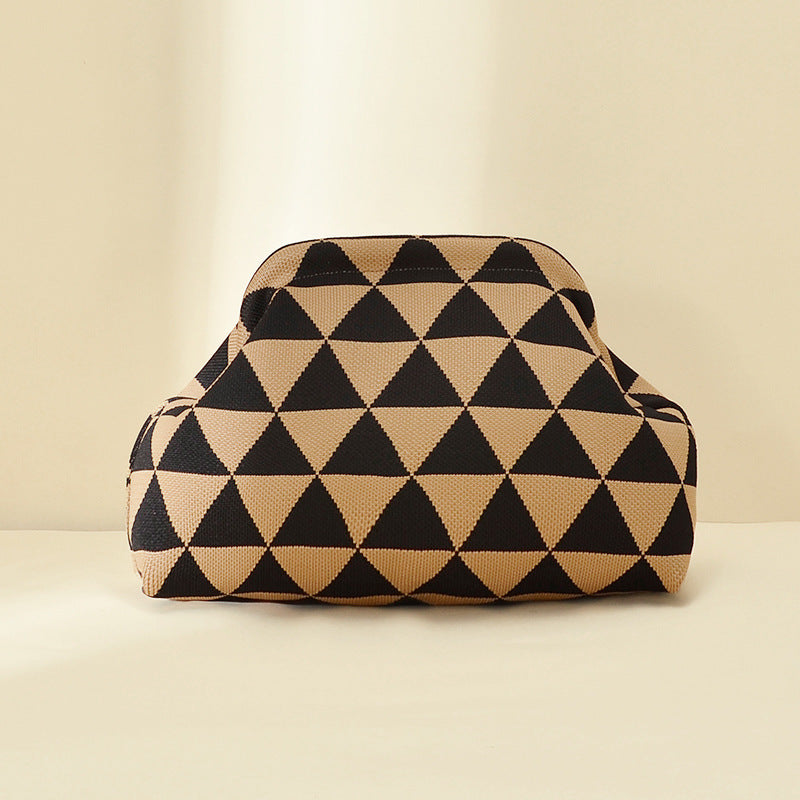 Striped Knitted Clutch Bag | Large Capacity Portable Cosmetic & Beach Bag for Women