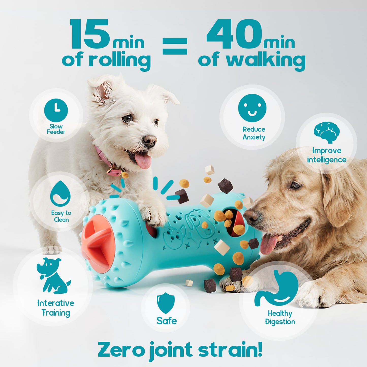 Interactive Dog Treat Dispensing Toy – Bone Roller Molar Stick for Boredom Relief