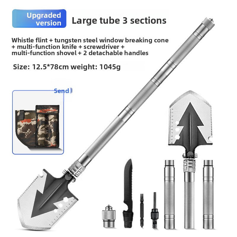 Folding Multifunctional Camping Shovel – Manganese Steel, Portable Outdoor Survival Tool
