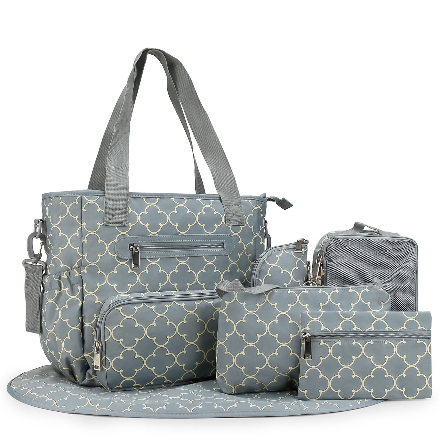 Large Capacity Mommy Diaper Bag Set – Multifunctional Handbag with Stroller Hook, Bottle Bag & Changing Pad | 6 Colors