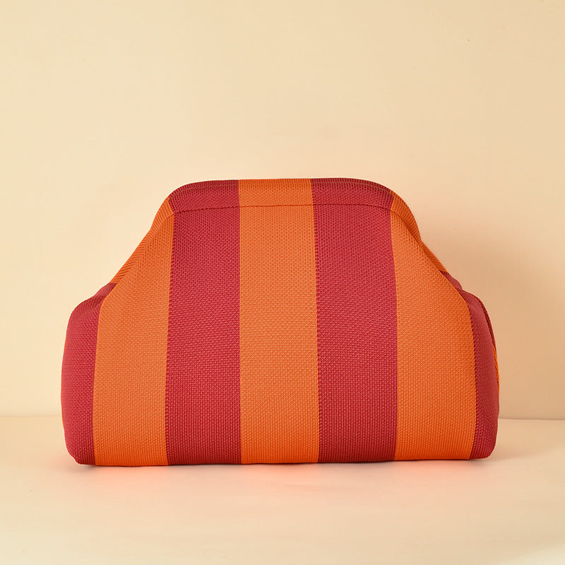Striped Knitted Clutch Bag | Large Capacity Portable Cosmetic & Beach Bag for Women