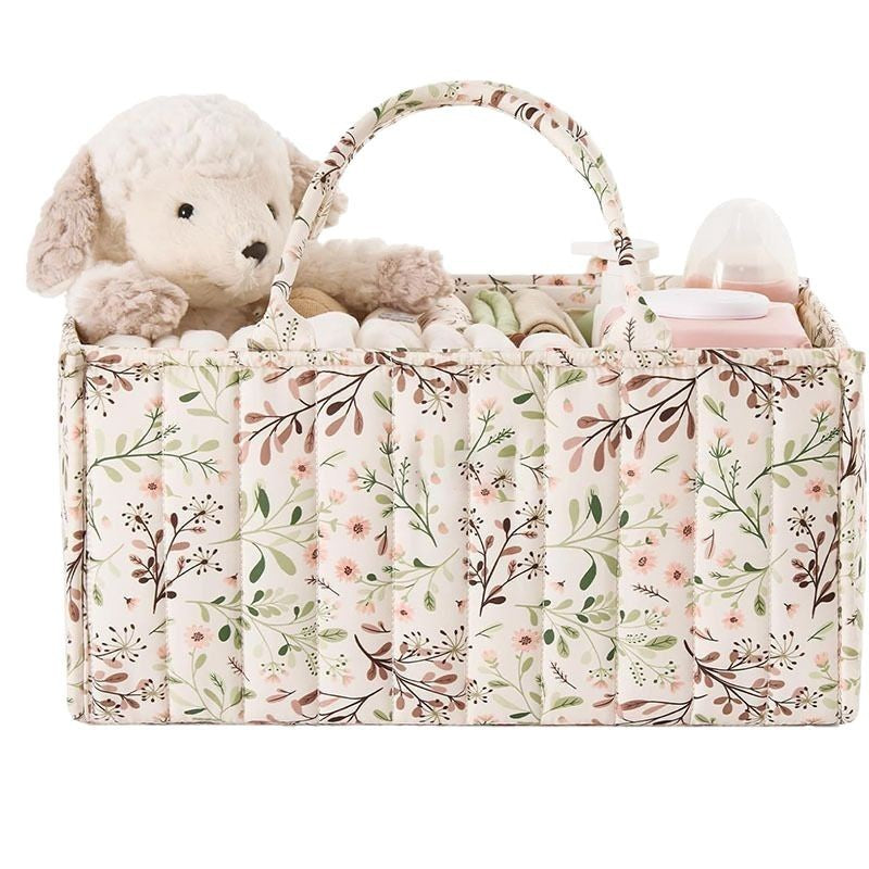 Floral Mommy Bag | Multi-Compartment Diaper Storage Bag | Portable Baby Bag