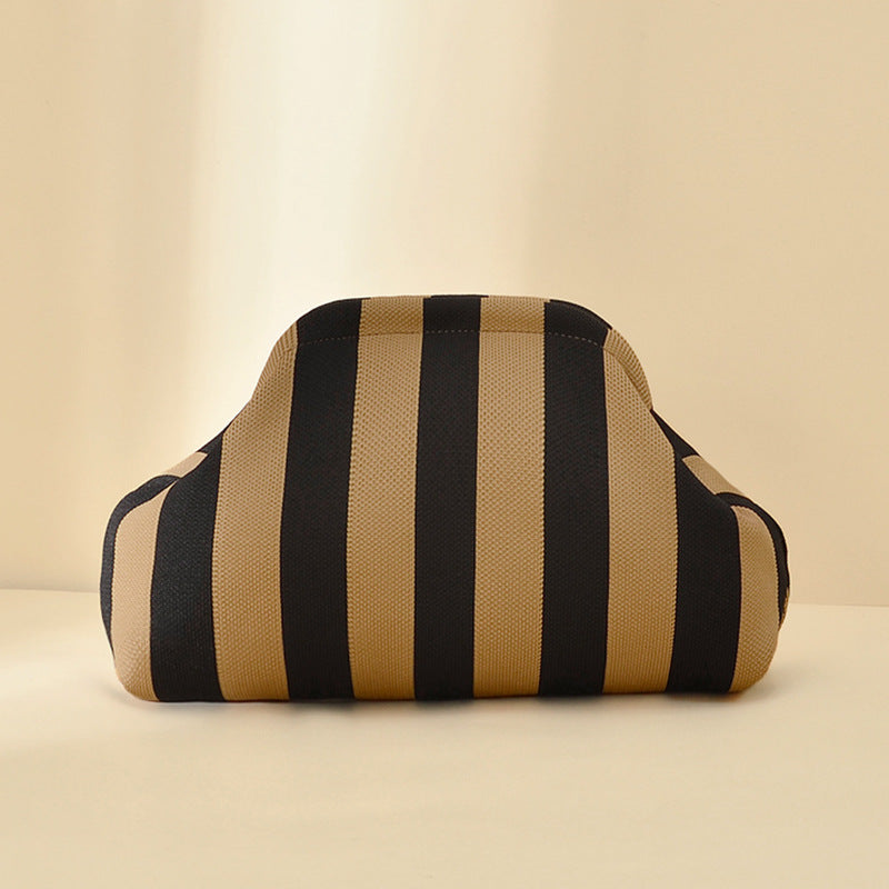 Striped Knitted Clutch Bag | Large Capacity Portable Cosmetic & Beach Bag for Women