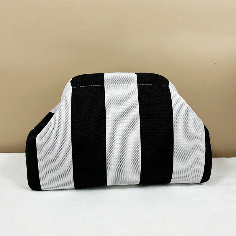 Striped Knitted Clutch Bag | Large Capacity Portable Cosmetic & Beach Bag for Women