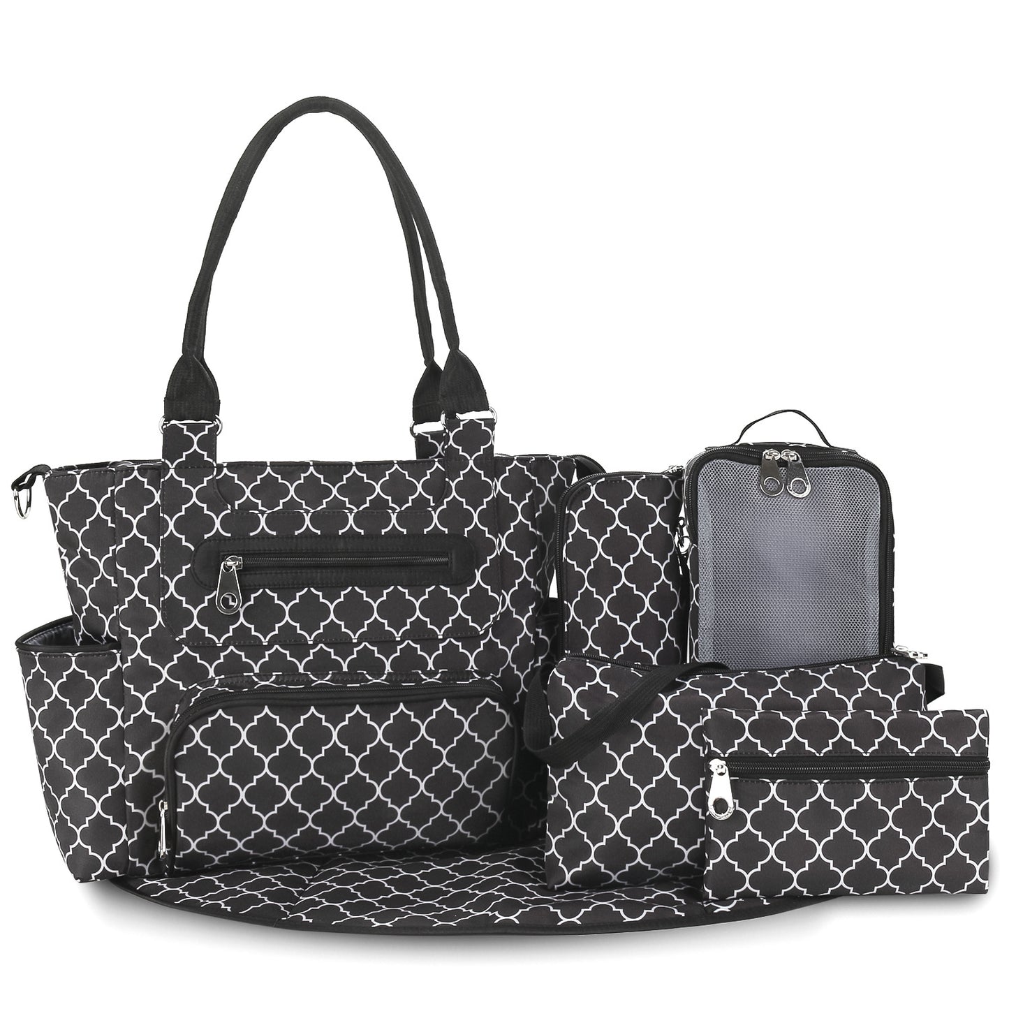 Large Capacity Mommy Diaper Bag Set – Multifunctional Handbag with Stroller Hook, Bottle Bag & Changing Pad | 6 Colors