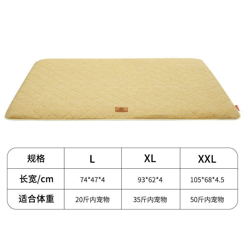 Linen Dog Mat – Washable, All-Season Pet Kennel Pad for Dogs & Cats (L Size)