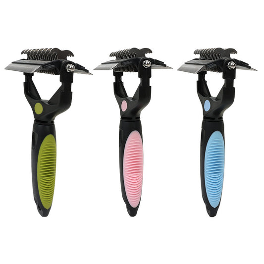 3-in-1 Pet Dematting Comb for Dogs & Cats – Deshedding Slicker Brush with Knot Remover