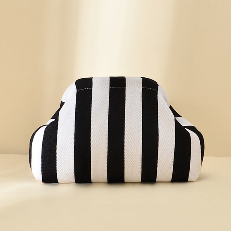 Striped Knitted Clutch Bag | Large Capacity Portable Cosmetic & Beach Bag for Women
