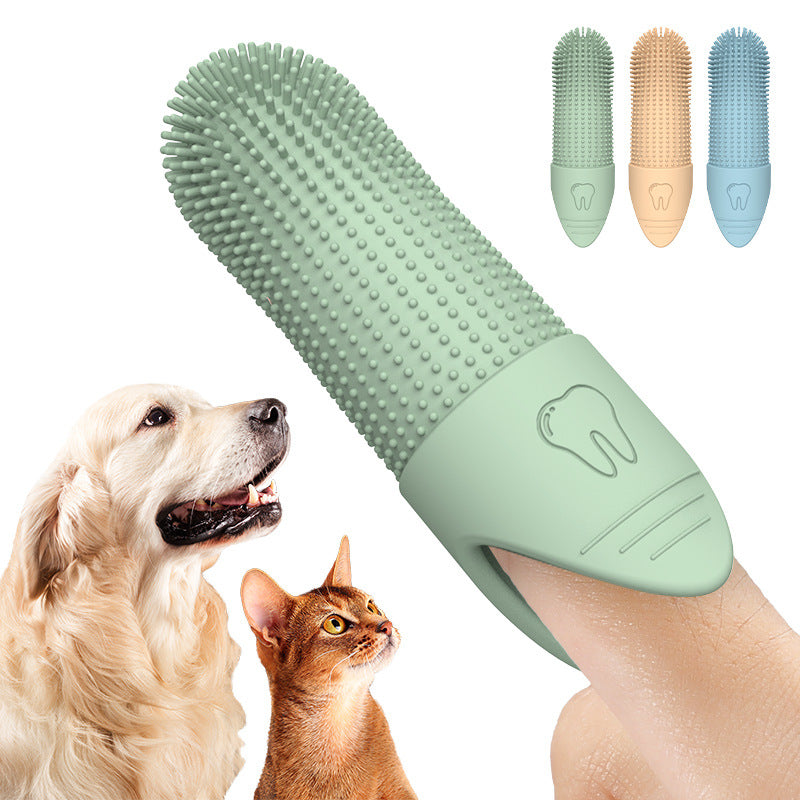 Pet Silicone Finger Toothbrush – Gentle Dental Care for Cats and Dogs | Blue Green Beige