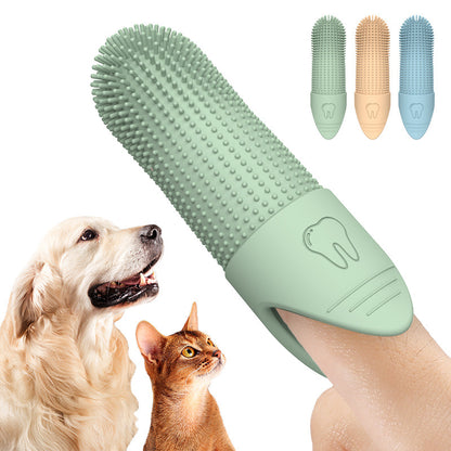 Pet Silicone Finger Toothbrush – Gentle Dental Care for Cats and Dogs | Blue Green Beige