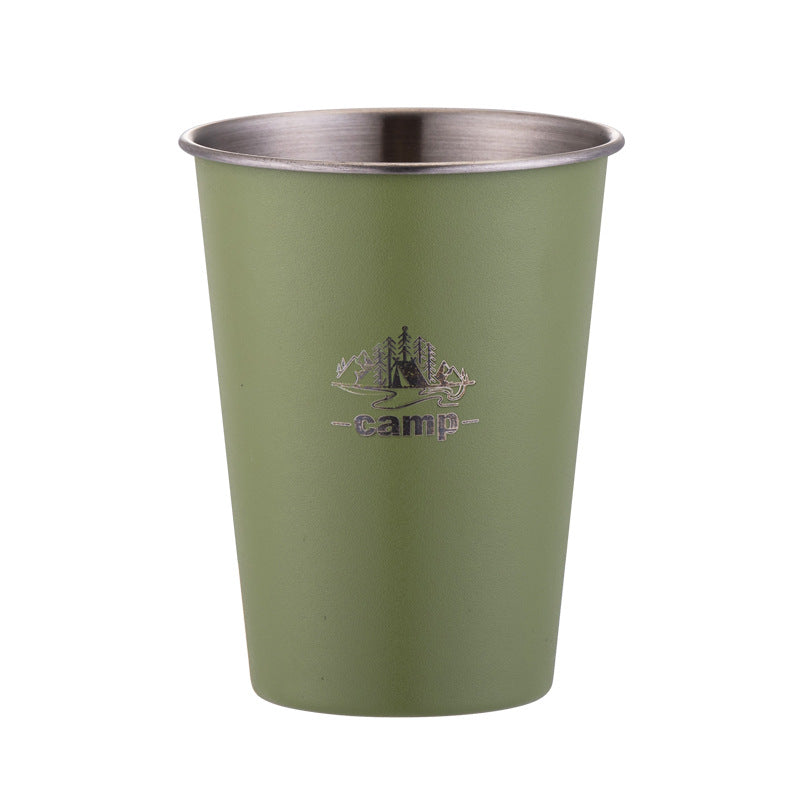 350ml Stainless Steel Camping Cup – Portable Outdoor Mug, 5 Colors + 4-Piece Set