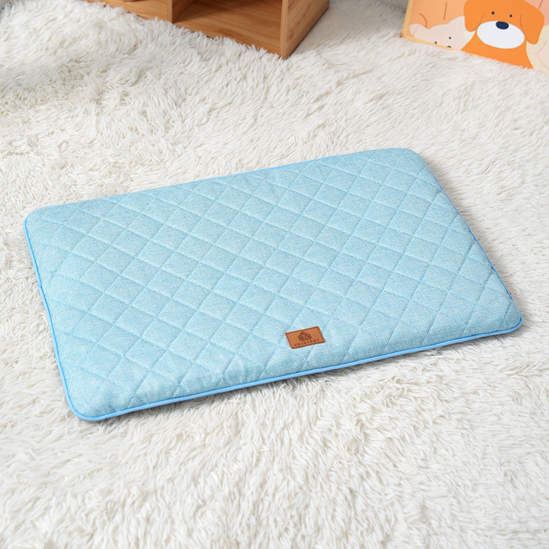 Linen Dog Mat – Washable, All-Season Pet Kennel Pad for Dogs & Cats (L Size)
