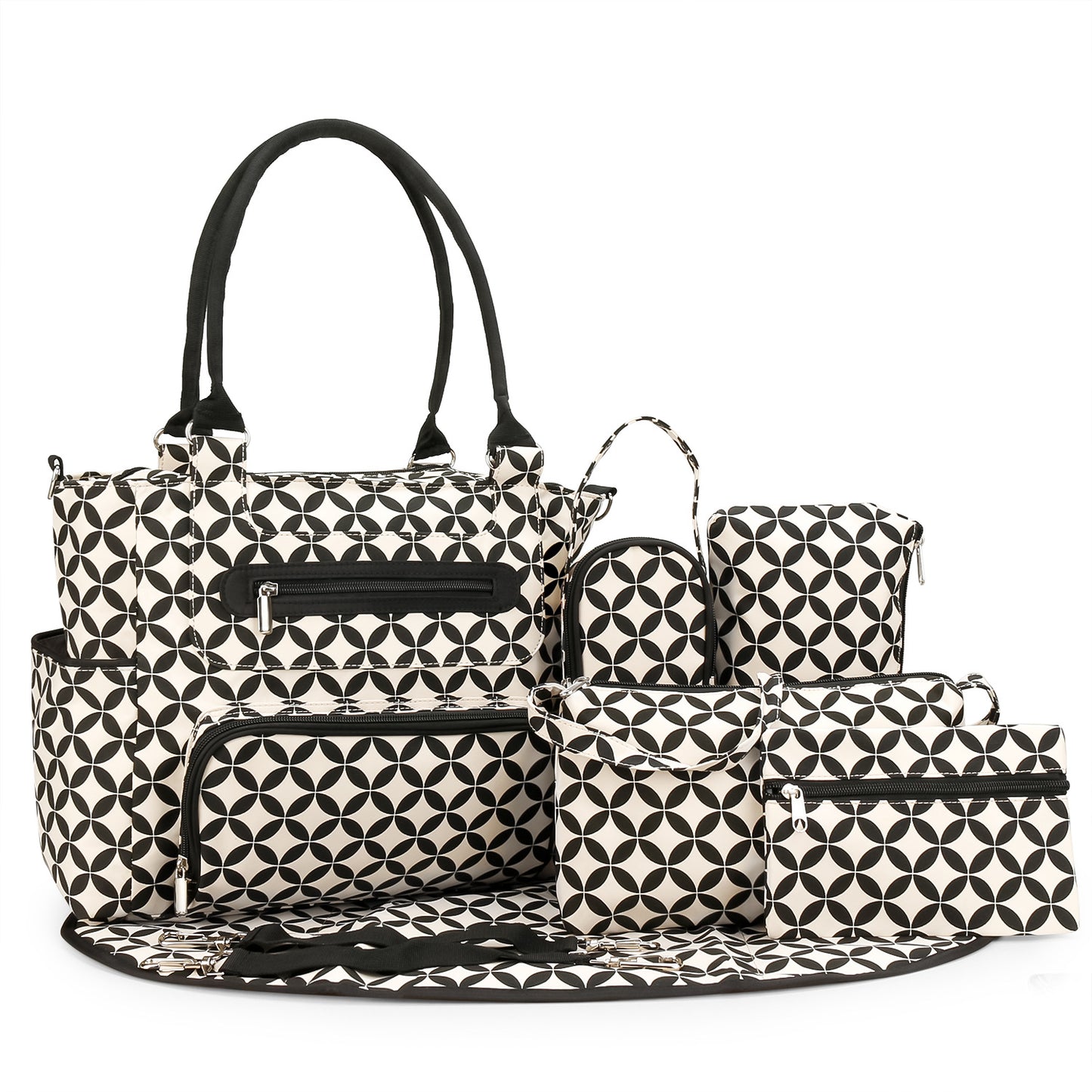 Large Capacity Mommy Diaper Bag Set – Multifunctional Handbag with Stroller Hook, Bottle Bag & Changing Pad | 6 Colors