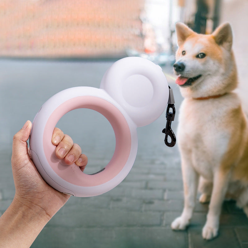 KAWELL LED Donut Dog Leash – Retractable 3M Night Light Leash for Dogs Up to 30kg