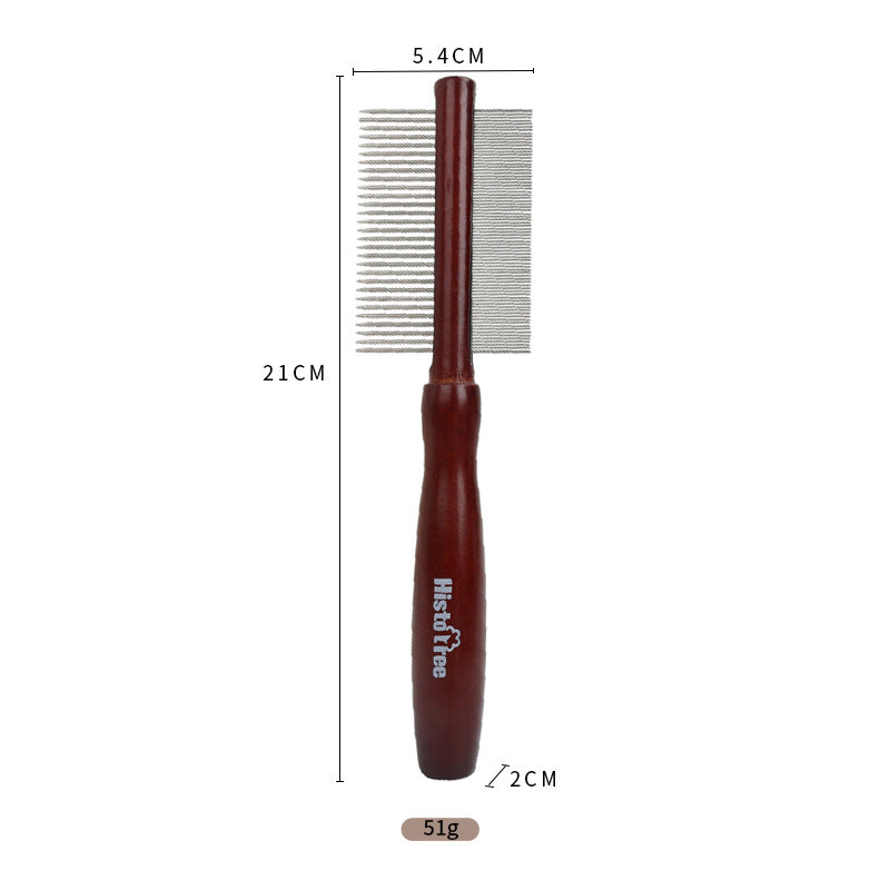 Pet Solid Wood Grooming Comb – Needle, Double-Sided & Rake Comb for Dogs & Cats