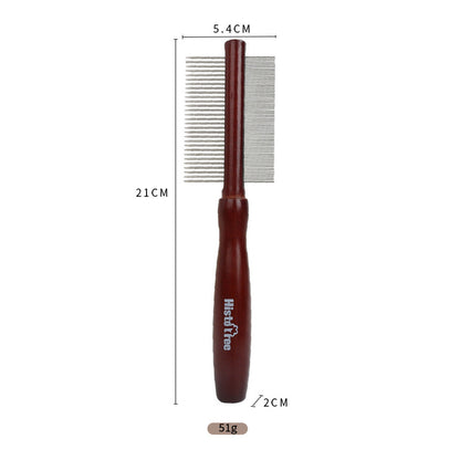 Pet Solid Wood Grooming Comb – Needle, Double-Sided & Rake Comb for Dogs & Cats