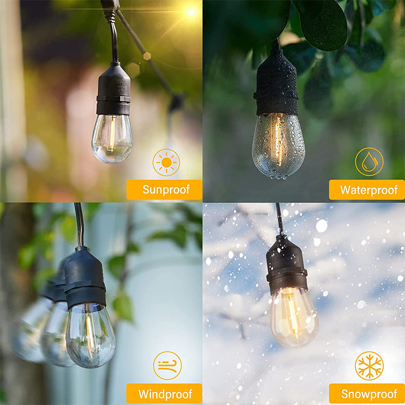 S14 Outdoor String Lights – Waterproof Garden Patio Festoon Bulb Lights (Solar & Plug-in)