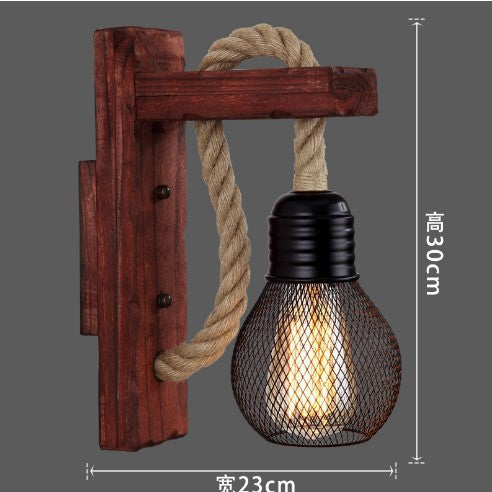 Rustic Wood LED Wall Sconce | Industrial Vintage Wall Lamp for Cafe, Bar, Restaurant & Bedroom