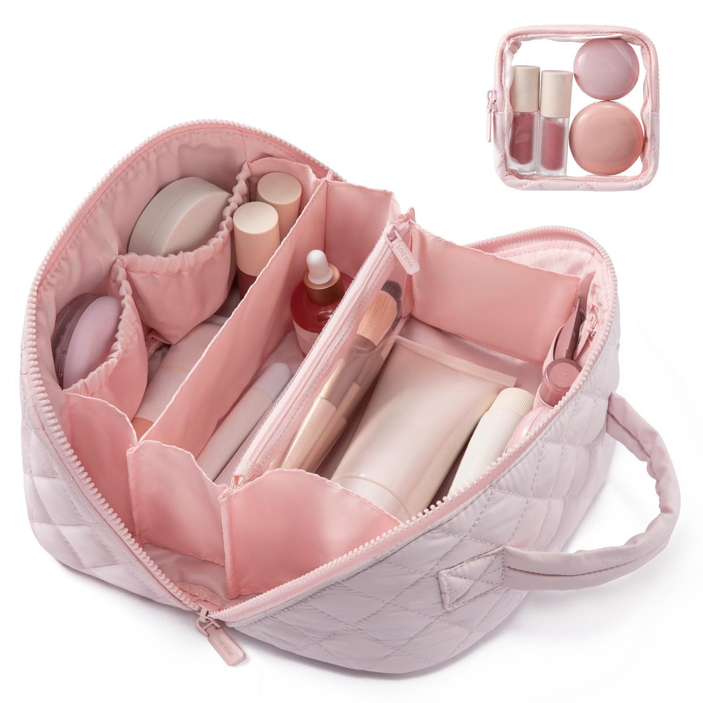 Large Capacity Portable Makeup Bag – Travel Toiletry & Makeup Brush Organizer (Set of 2)