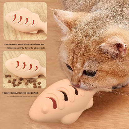 Cat Catnip Toy – Self-Play Grinding Tooth Teaser with Optional Catnip Ball | Blue Green Beige