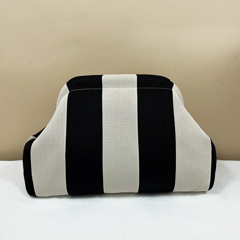 Striped Knitted Clutch Bag | Large Capacity Portable Cosmetic & Beach Bag for Women