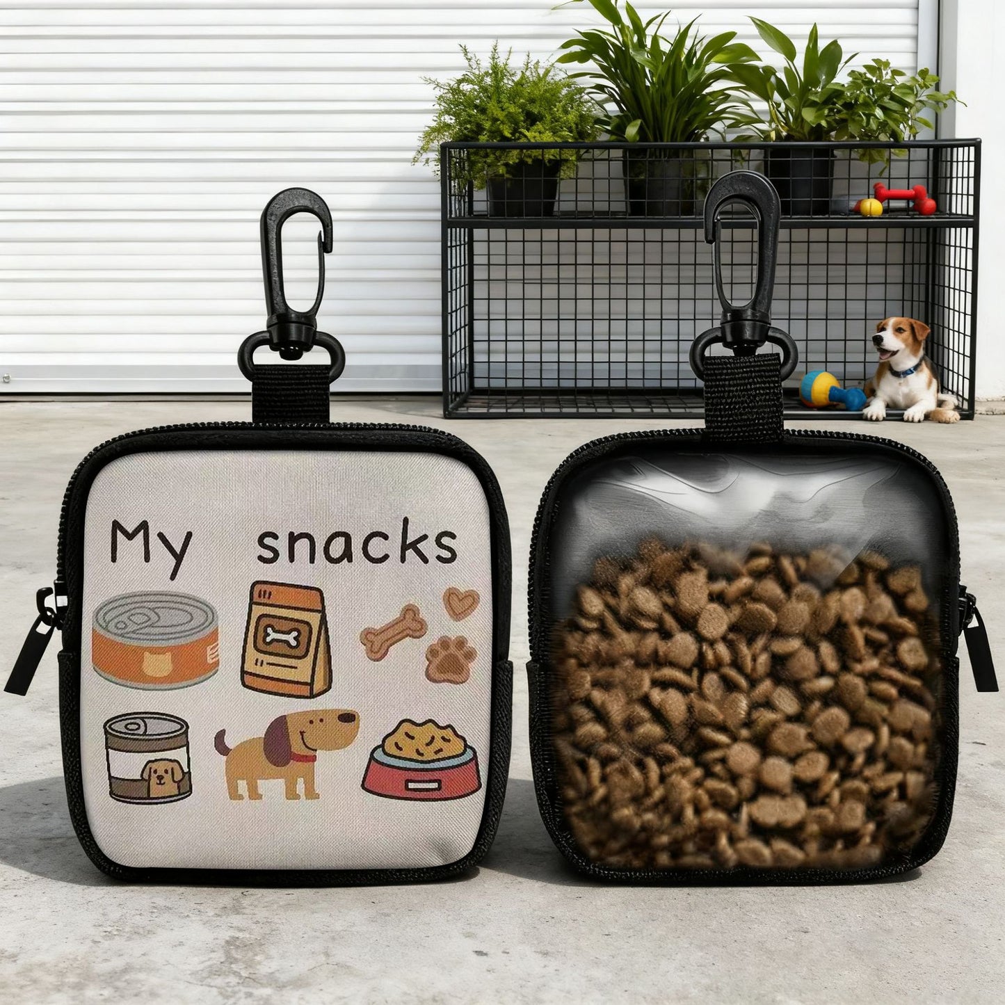 Portable Pet Snack Bag | Cartoon Zipper Pouch for Dog Training & Walks