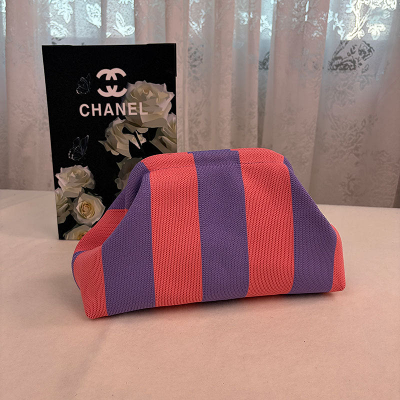 Striped Knitted Clutch Bag | Large Capacity Portable Cosmetic & Beach Bag for Women