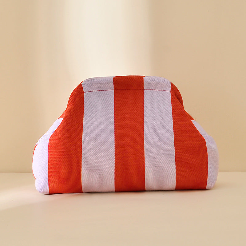Striped Knitted Clutch Bag | Large Capacity Portable Cosmetic & Beach Bag for Women
