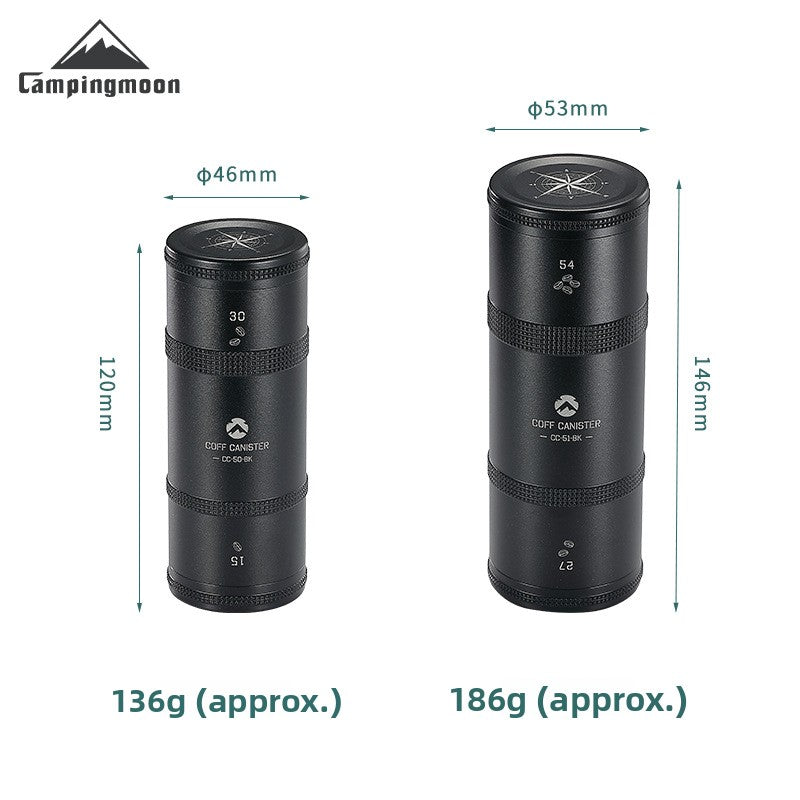 KAWELL Blackened Aluminum Alloy Coffee & Tea Storage Canister – Airtight, Portable, Camping