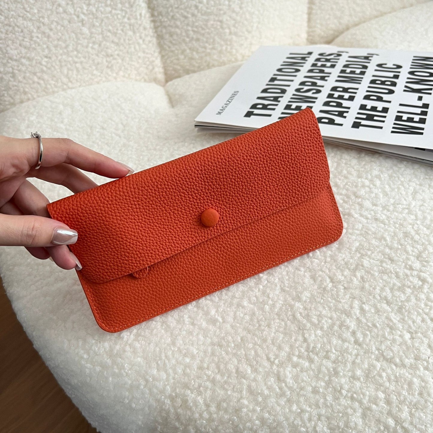 Women's Genuine Leather Long Wallet – Ultra-Thin Slim Card Holder & Bill Organizer (10 Colors)