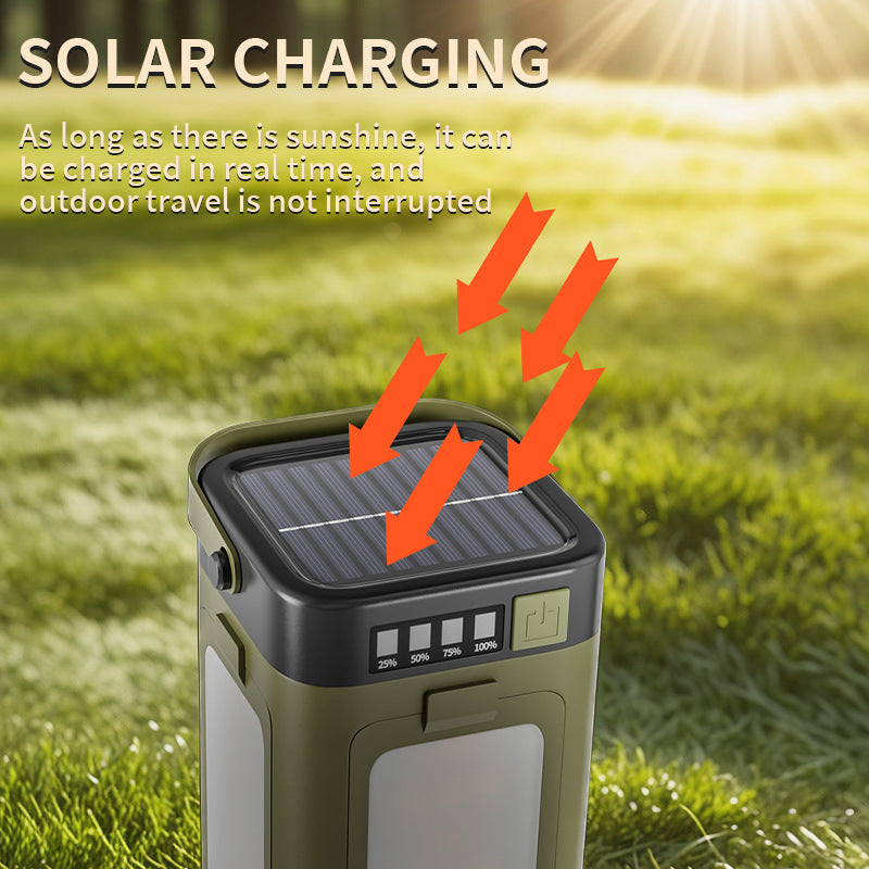 LY24 Solar Camping Light – 4-Leaf Folding LED Lantern with Power Bank & USB-C Charging