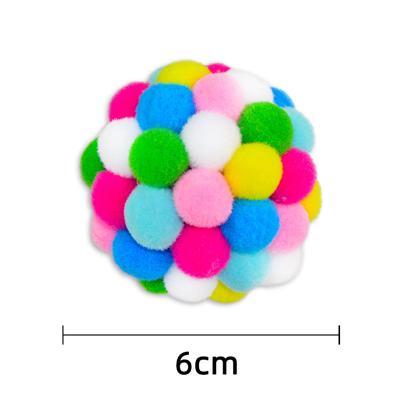 6cm Colorful Bell Elastic Hairball Cat Toy – Interactive Pet Teaser Ball