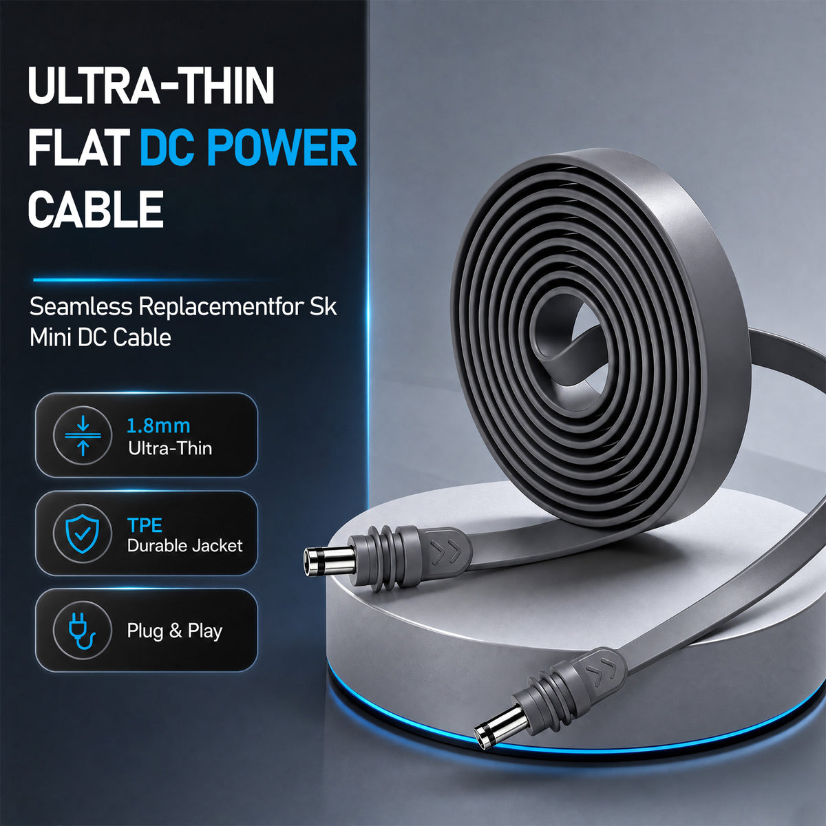 Flat Power Extension Cable Compatible with Starlink Mini for RVs