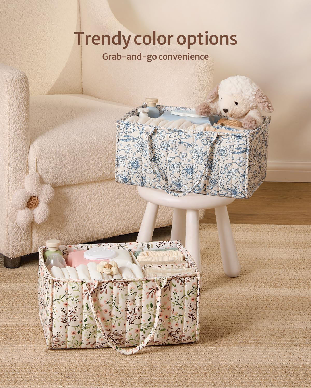 Floral Mommy Bag | Multi-Compartment Diaper Storage Bag | Portable Baby Bag