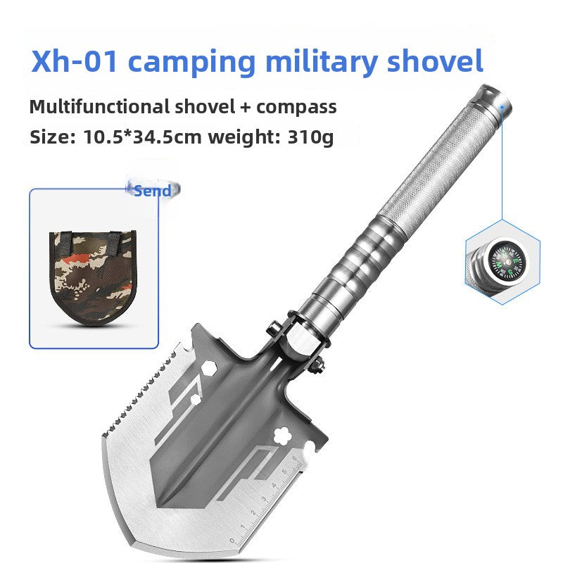 Folding Multifunctional Camping Shovel – Manganese Steel, Portable Outdoor Survival Tool