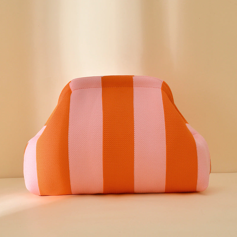 Striped Knitted Clutch Bag | Large Capacity Portable Cosmetic & Beach Bag for Women