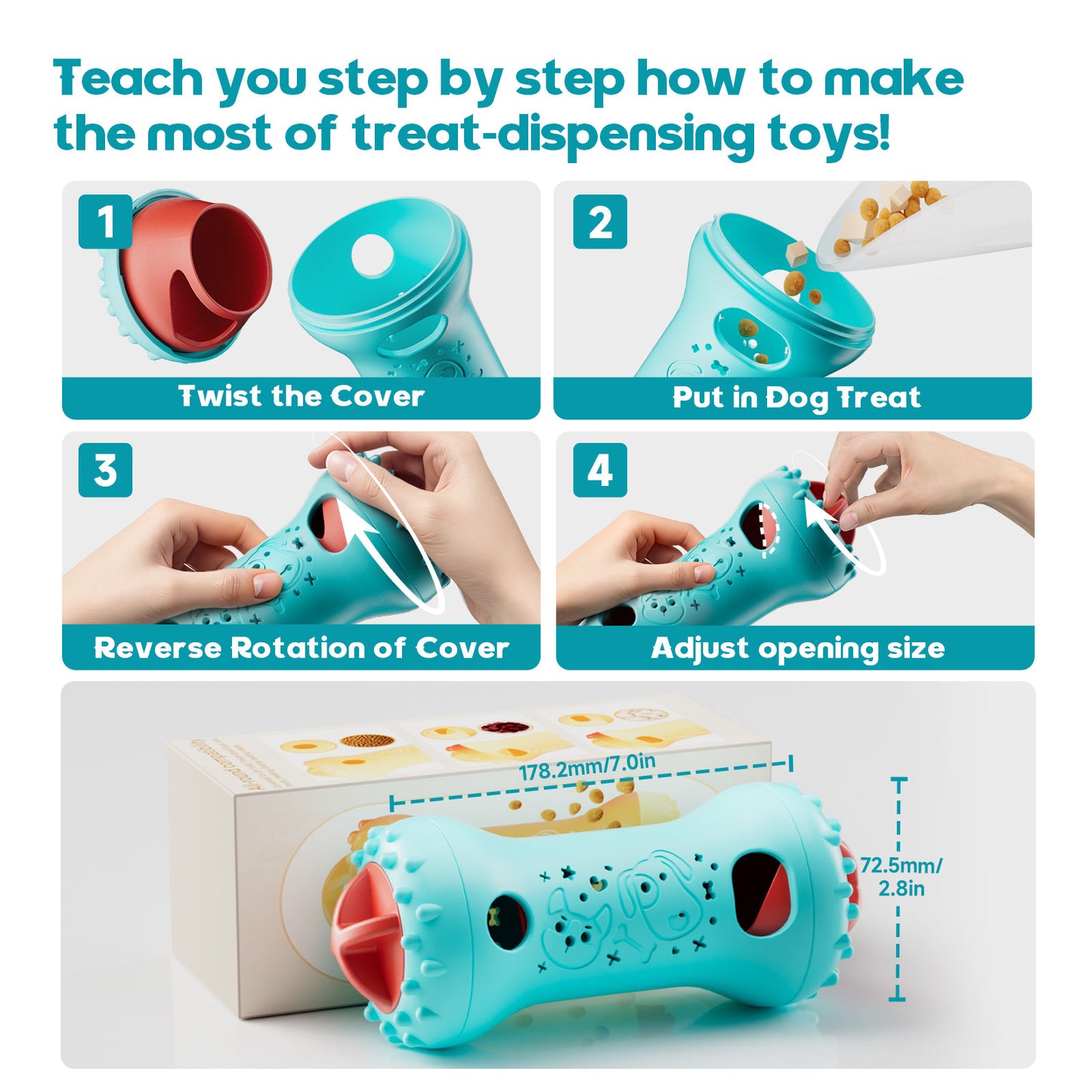 Interactive Dog Treat Dispensing Toy – Bone Roller Molar Stick for Boredom Relief