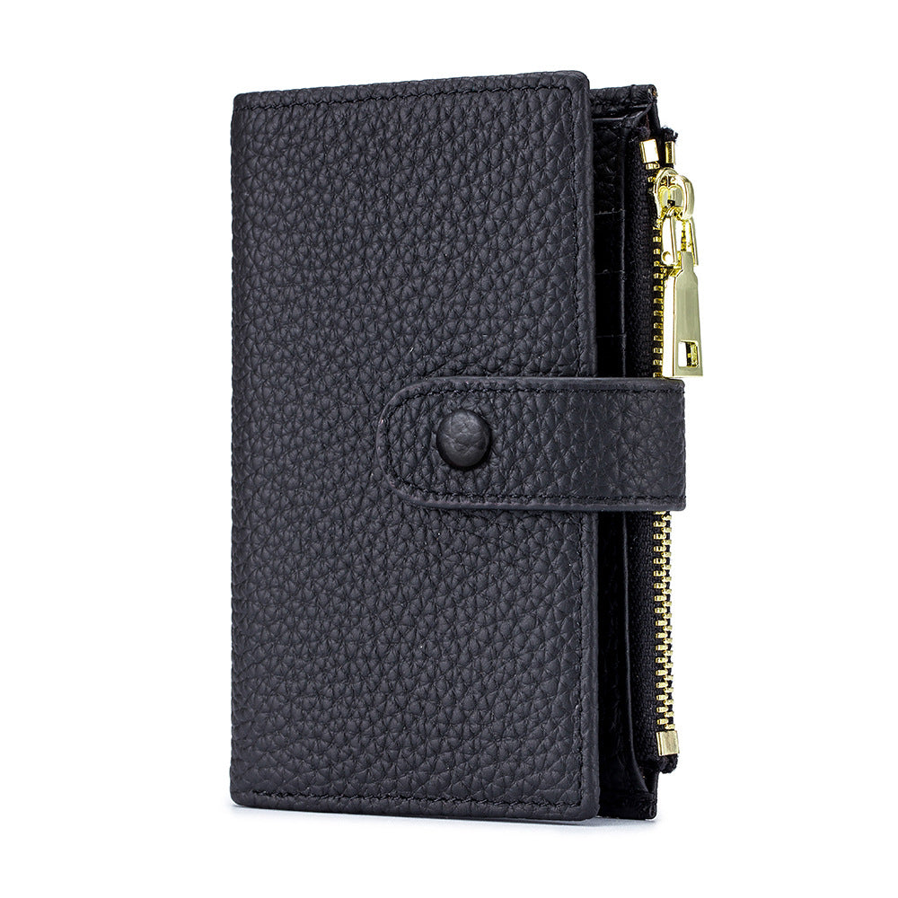 Genuine Leather Key Organizer Wallet – Compact Key Bag & Card Holder with Coin Pocket, Unisex