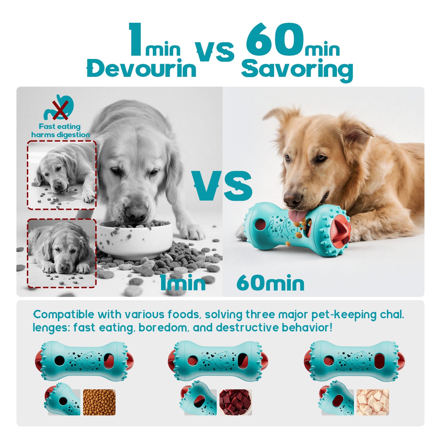 Interactive Dog Treat Dispensing Toy – Bone Roller Molar Stick for Boredom Relief